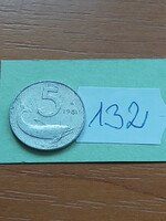 Italy 5 lira 1951 alu. Dolphin 132
