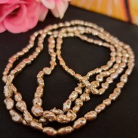Gold-plated cultured pearl necklace 92 cm
