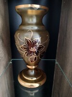 Bohemia vase with gilded decoration and flower pattern