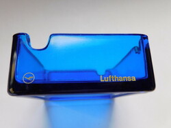 Vintage Lufthansa kék üveg hamutál