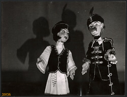 Larger size, photo art work by István Szendrő. Puppet show, 1930s. Original, with seal