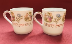 2db antik ritka tojáshéj vékony porcelán kávés mokkás csésze kisasszony és virág mintával espresso
