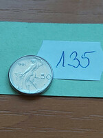 Italy 50 lira 1991 r, vulcano forge, 16.55 mm, stainless steel 135