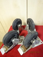 Négy darab szállítókocsi kerék, 2 forgó és 2 fix, a kerék átmérője 15,5 cm. Jókai.