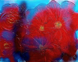"Virágom - virágom" olaj - akril - vegyes technika, 40 x 50 cm, fa, szép fa kerettel