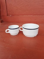 Beautiful plain blue striped cups coffee tea nostalgia piece