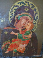 Mary with baby Jesus; color icon