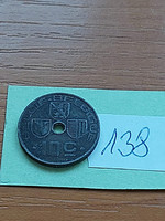 Belgium belgie - belgique 10 centimes 1942 ww ii. Zinc, iii. King Leopold 138