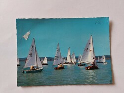 Régi képeslap fotó levelezőlap Balaton vitorlások