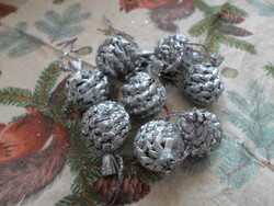 Silver ball, straw Christmas tree decoration