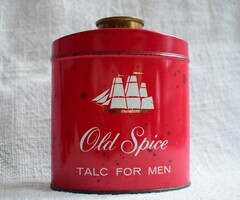 Old spice dusting powder, old metal advertising box, English, 50s 9.8 x 6 x 11.5cm