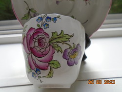SPODE angol porcelán látványos virágmintás csokoládés csésze alátéttel