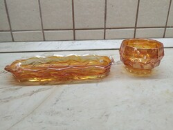 Glass offering for sale! Elegant, cut glass, amber-colored display case for sale!