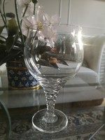 Large crystal glass goblet 19 x 12 cm, molded neck with twisted pattern