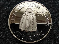 Turks and Caicos Islands ii. Elizabeth (1952-) .500 Silver 5 Crowns 1977 pp (id61650)