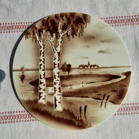 ART DECO FAIENCE PLATE, WALL ART, 25 cm