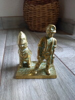 Interesting old copper statue: English policeman and miner (10.8 cm)