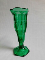 Dark green vintage glass vase with base 17.5 Cm