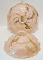 Art deco, barna márványmintás, krémszínű mennyezeti tejüveg lámpabúra 2 db (2722)