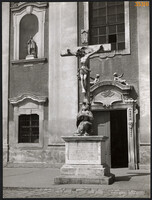 Larger size, photo art work by István Szendrő. Jesus on the cross, monument, Saint John of Nepomuk