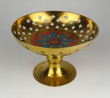 1F307 colorful painted Indian copper fruit offering bowl 10 x 15 cm