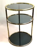 Mid century Italian morex glass and copper design shelf with smoked glass shelves - 50115
