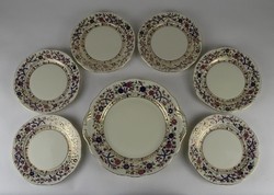 1N379 Butter colored Zsolnay porcelain cake set with bamboo pattern