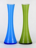1N718 Fújt színezett mid century művészi üveg váza pár 20 cm