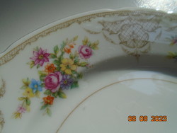 Antik hibátlan cseh TK Thun virágcsokros rózsafűzéres zománc rácsmintás süteményes tányér 19,5 cm
