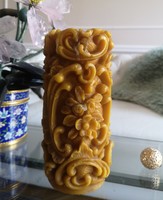 Baroque decorative candle, beeswax colored craft technique 20 x 10 cm