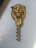 Wonderful antique lion copper and iron corkscrew (10.5x4.3 cm)