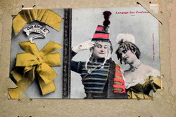 Antik színezett Bergeret fotó képeslap  a színek szimbólumáról