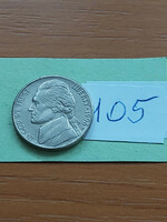 Usa 5 cents 1996 / p, thomas jefferson, copper-nickel 105