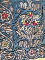 Antique textile insert embroidered with gold metal thread to be restored