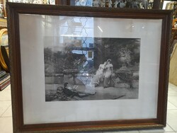 Nagyméretű Antik Romance1895,John Haynes Williams 1836-1908 Kőnyomat,Rézkarc Nyomat.124 x 97 cm.