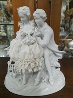 Német,Germany Barokk Életkép Porcelán Figurális Szobor.18 cm.