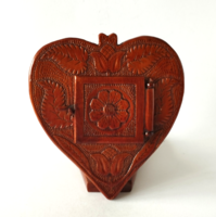 Old beautiful small hand-carved wooden photo holder, prisoner of war work