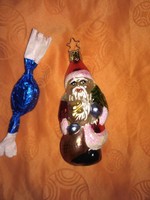 Karácsonyfadísz - Inge-Glas (Mikulás teli zsákkal ajándékokkal a kezében)