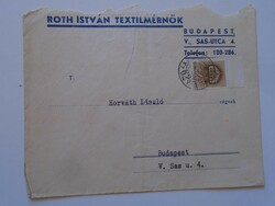 S3.46  Bélyeges boríték Roth István -textilmérnök  Budapest   1940k