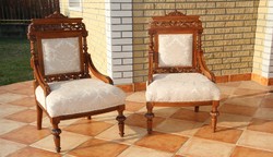 2 restored tin German armchairs.