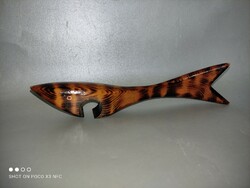 Vintage Carl Auböck stílusu shark cápa fa és fém sörnyitó