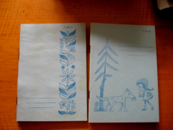 50 éves kék borítójú virágos és Piroskás vonalas füzetek