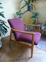 Retro armchair, burgundy armchair, mid century design armchair