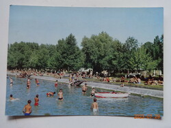 Régi, retró képeslap:  Balaton, strandolók (1976)