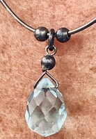 Light blue pendant in silver socket and chain! Very nice! Mom park!