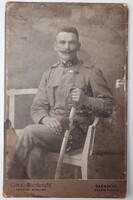 Antique hardback cabinet soldier photo, 16.2x10.3 cm, caes, buchwald, sarajevo
