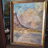 Old 1946? Schatzberger copy - also marked on the picture! Chiemsee impressionism oil/wood 42x56 cm