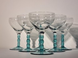 Vintage elegáns türkizkék kristály pohárkészlet
