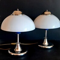 Art-Deco italy króm asztali lámpa tejüveg búrával ALKUDHATÓ párban
