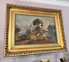 Ökörszemes Biedermeier kép óra alkalmi vétel!
